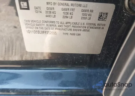 2015 Chevrolet Malibu 2Lt from USA, damaged, VIN 1G11D5SL8FF252655